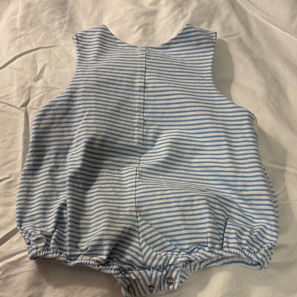 Shrimp & Grits Kids Striped Blue and Green Alligator Kids One Piece - Picture 5 of 5